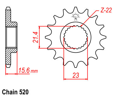 TT600RE Sprocket Front (15T) Std 2004