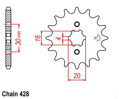 YBR125SPD Custom Sprocket Front (14T) Std