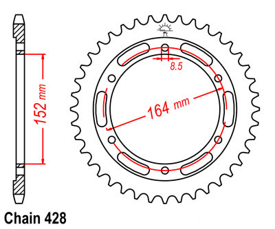SR500 Sprocket Rear (55T) Std