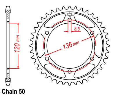 RZV500R Sprocket Rear (44T)