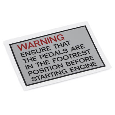 TY50M Pedal Chain Cover Warning Decal (UK)