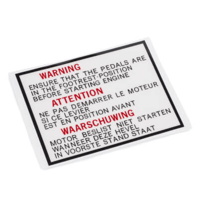 TY50M Pedal Chain Cover Warning Decal (Euro)