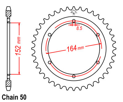 SR500 Sprocket Rear (42T) Std