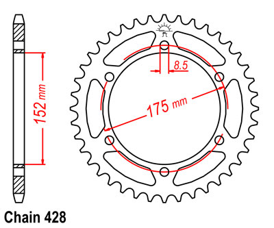 DT125X Sprocket Rear (57T) Std