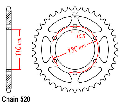 YZF R6 Sprocket Rear (45T) Alloy Race 2006-2009 520 Chain Conversion