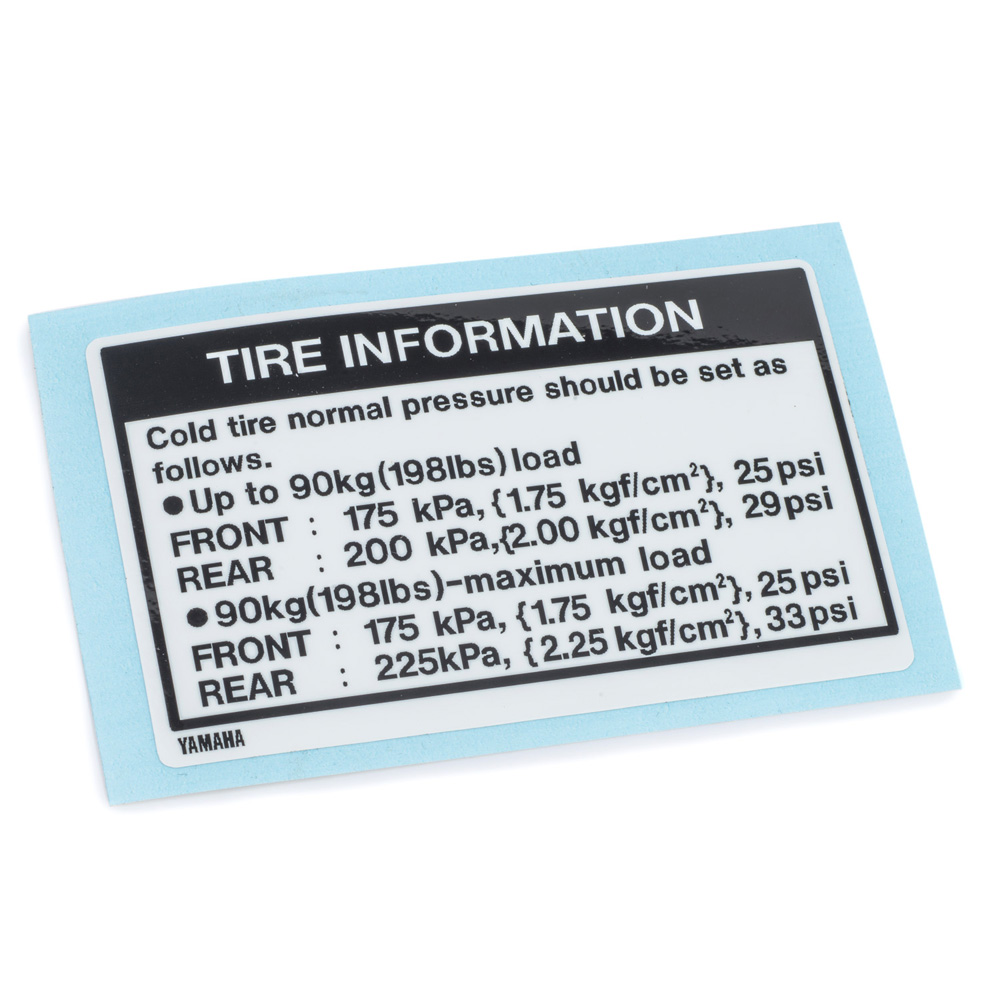 RD350LC Tyre Information Decal
