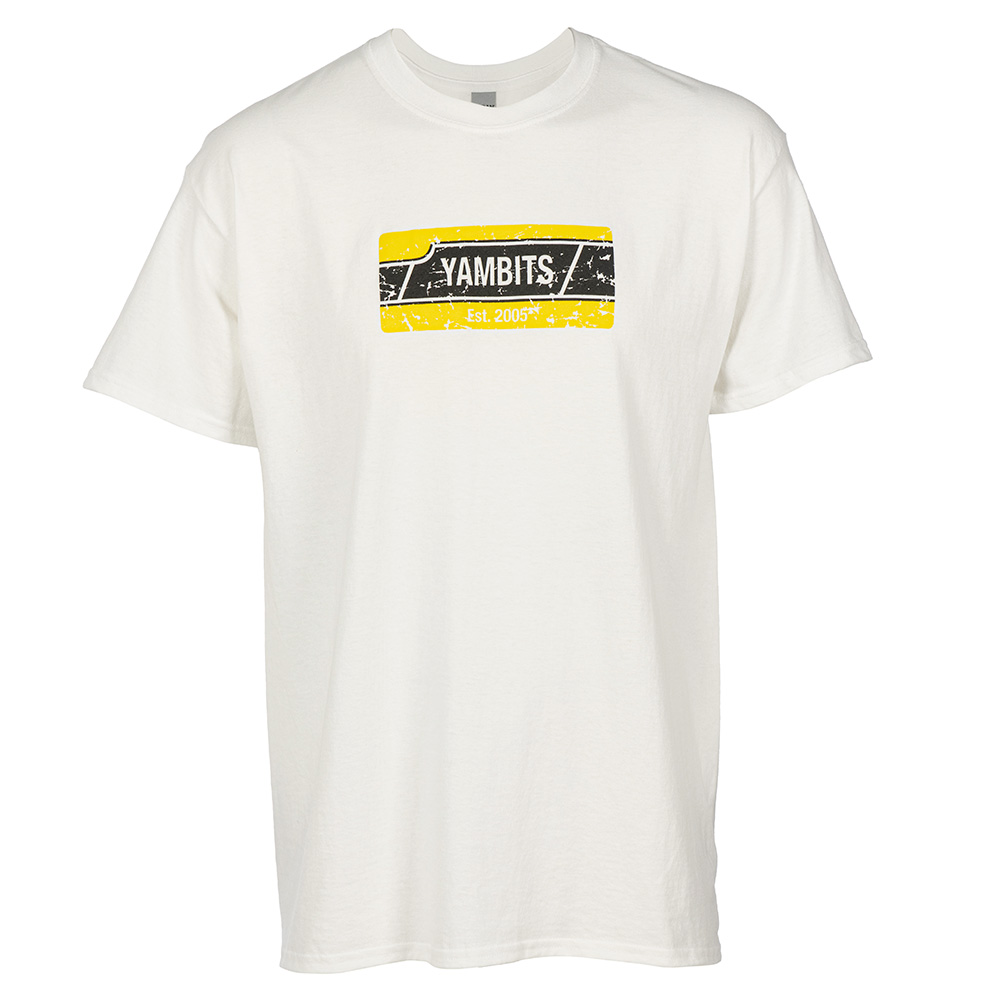 Yambits White Distressed Logo T-Shirt