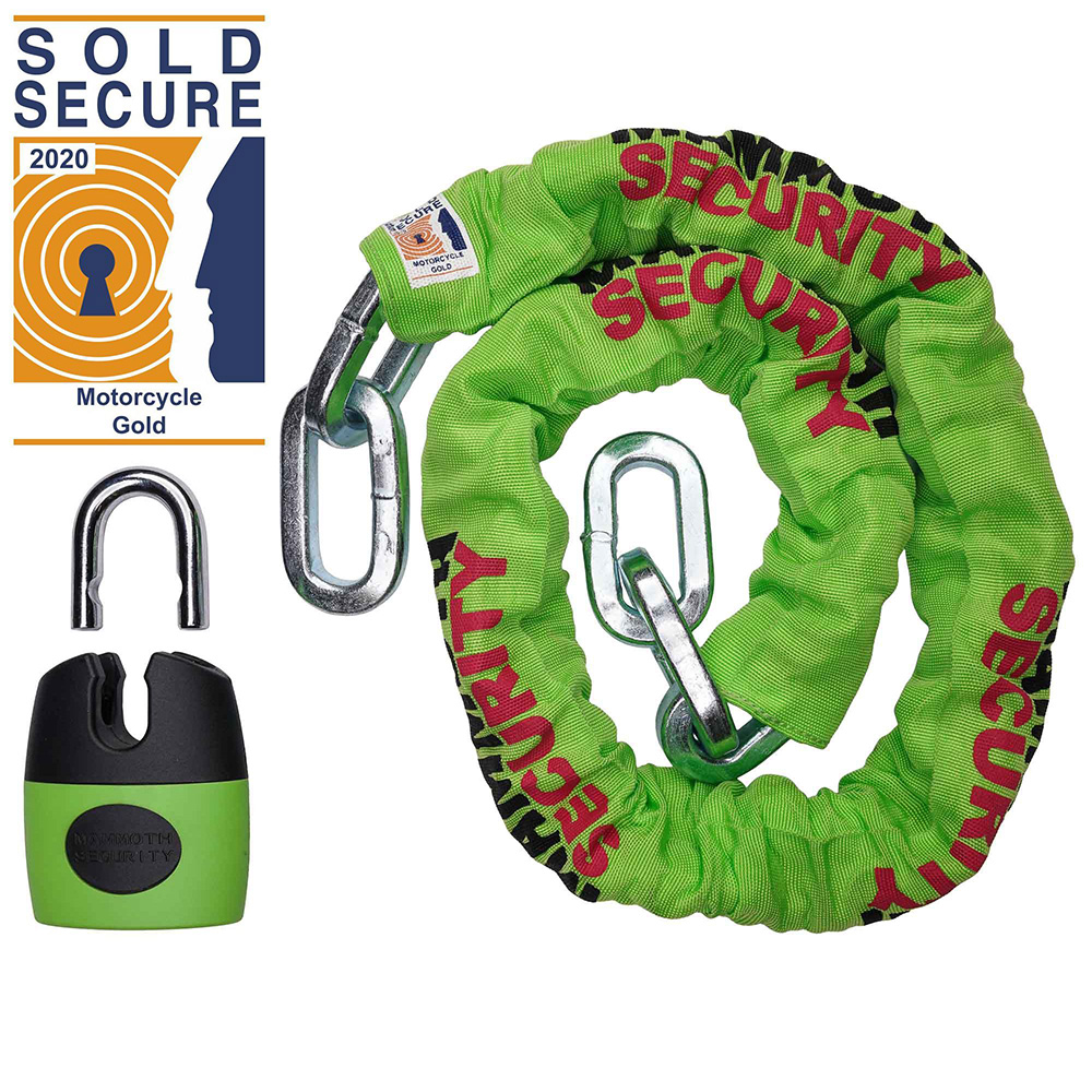 DT200WR Mammoth - 12mm x 1.2m Square Chain With Shackle Lock - Sold Secure Gold Approved