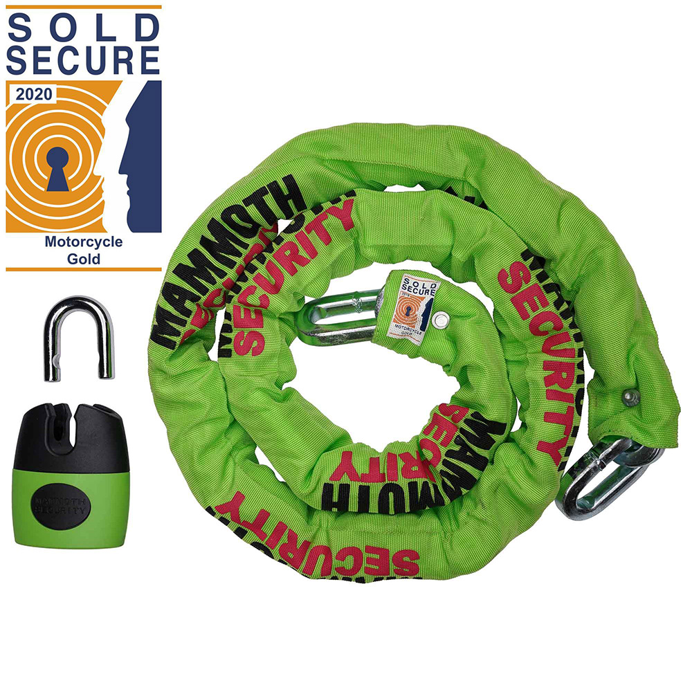 DT200WR Mammoth - 12mm x 1.8m Square Chain With Shackle Lock - Sold Secure Gold Approved
