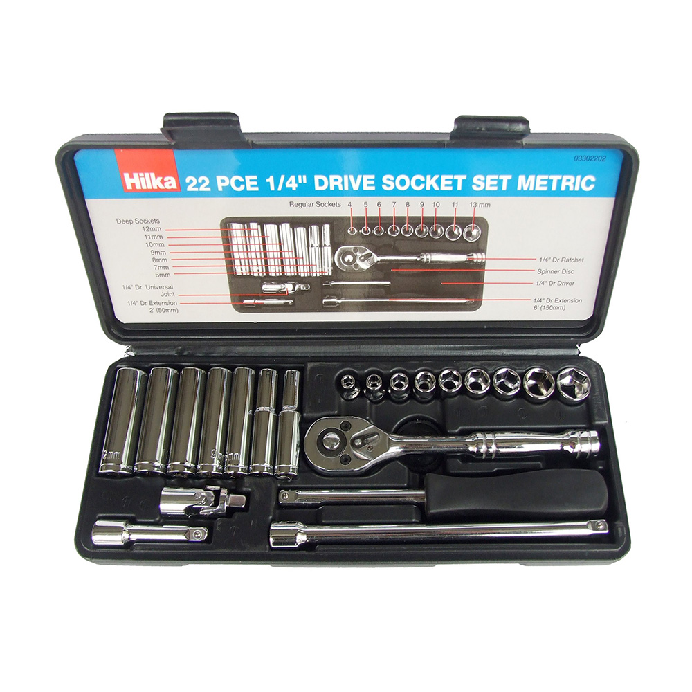 DT80MX Socket Set - Hilka Metric 22pc 1/4 Inch Drive Set
