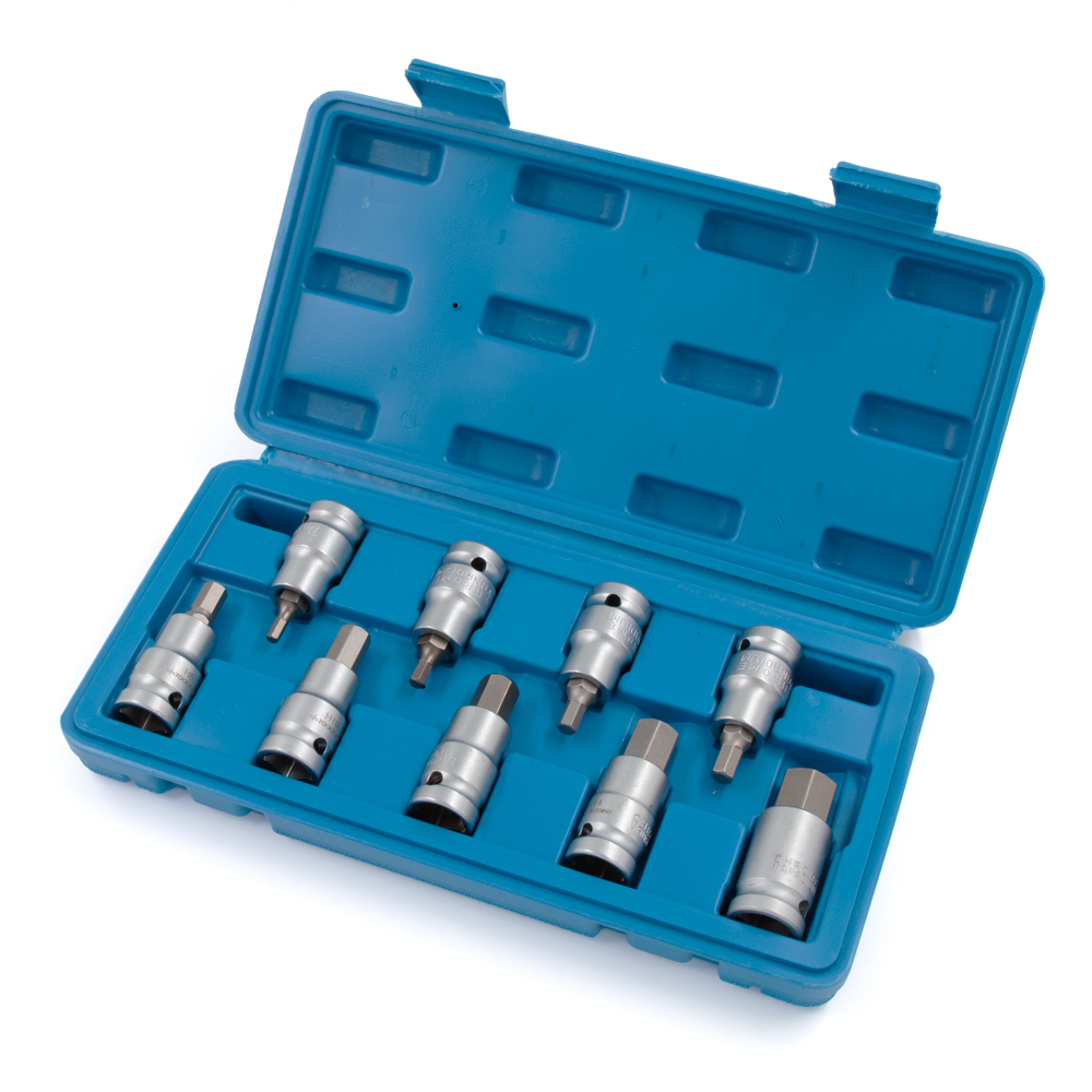Hex Bit Socket Set - Metric 9pc 1/2 Inch Drive Set